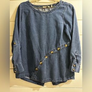 Soft Surroundings Chambray Denim Tencel Shirt Petite XSmall
